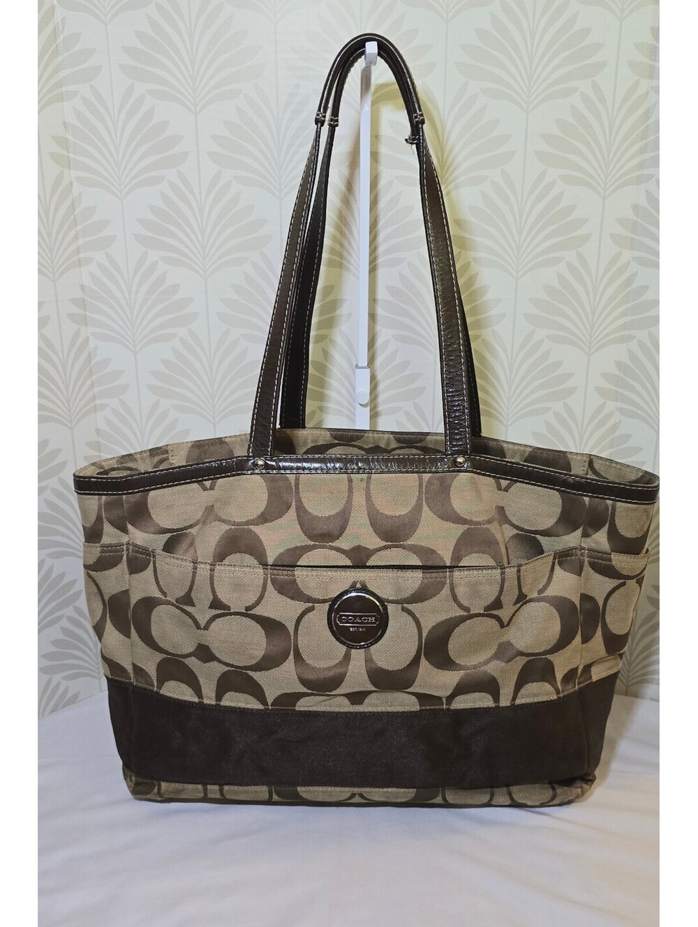 Coach Signature Stroll Around Large Diaper Baby Tote Bag Brown Tan Y2K